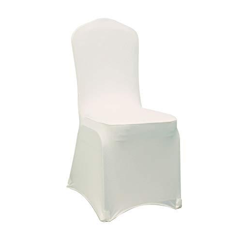 WELMATCH Ivory Stretch Spandex Chair Covers - 50 PCS Wedding Events Party Universal Dining Decoration Scuba Elastic Chair Covers Good (Ivory, 50)