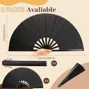 8 PCS Large Folding Fans Set for Line Dance & Popping, Boots on The Ground Hand Fans with Fan Sleeves, Chinese Kung Fu Fan for Line Dancing for Men Women - Black