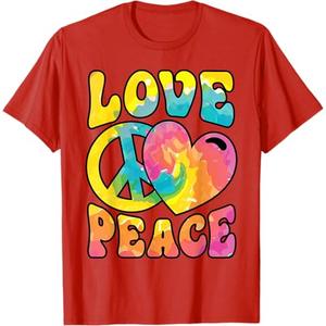 Hippie Women Men Love Peace Sign Heart Tie Dye Retro Groovy T-Shirt, Size 4T