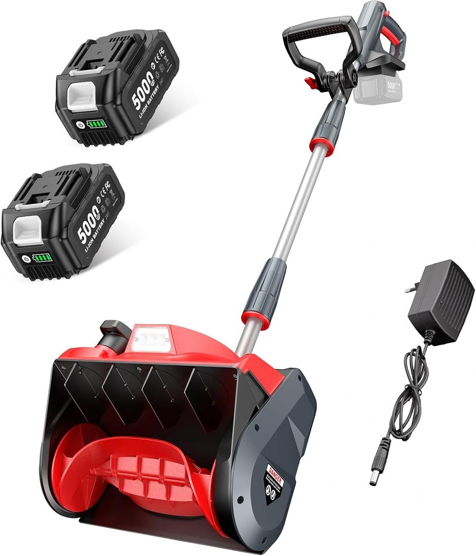 Electric Snow Shovel, 20V Snow Blower Cordless with 2 x 5.0 Ah Batteries and Charger, Battery Powered Throwing Snow Up to 23 Ft, 6 x 12 Inch Cleaning Path Great for Driveway, Steps, Patio, Sidewalk