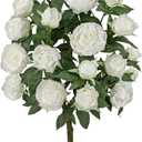 Hollyone White Fake Peonies Tree 4FT Peonies Artificial Flowers Tree in Pot Faux Peony Plants & Flowers in Planter Greenery Potted Plant Indoor Outdoor Front Door Porch Home Decor
