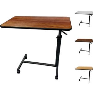 ProHeal Medical Overbed Table with Wheels and Adjustable Height - Cherry Rolling Over Bed Table for Home and Hospital Use