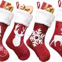 Christmas Stocking, 4 x Large Christmas Stockings Hanging Santa Claus Gift Bag Christmas Stocking Large Size Ornament for Decoration Fireplace Tree Display Candy