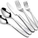 Hammered Silverware Set, CITESANA 20-Piece Heavy Duty Mirror Polished Stainless Steel Flatware Set Cutlery Set Flatware Service for 4