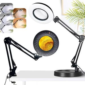 Magnifying Glass with Light - Lighted Magnifying Glass Magnifying Lamp 5 Color Modes Stepless Dimmable 2-in-1 Hands Free Magnifier with Light Magnifying Glass for Close Work Reading Repair