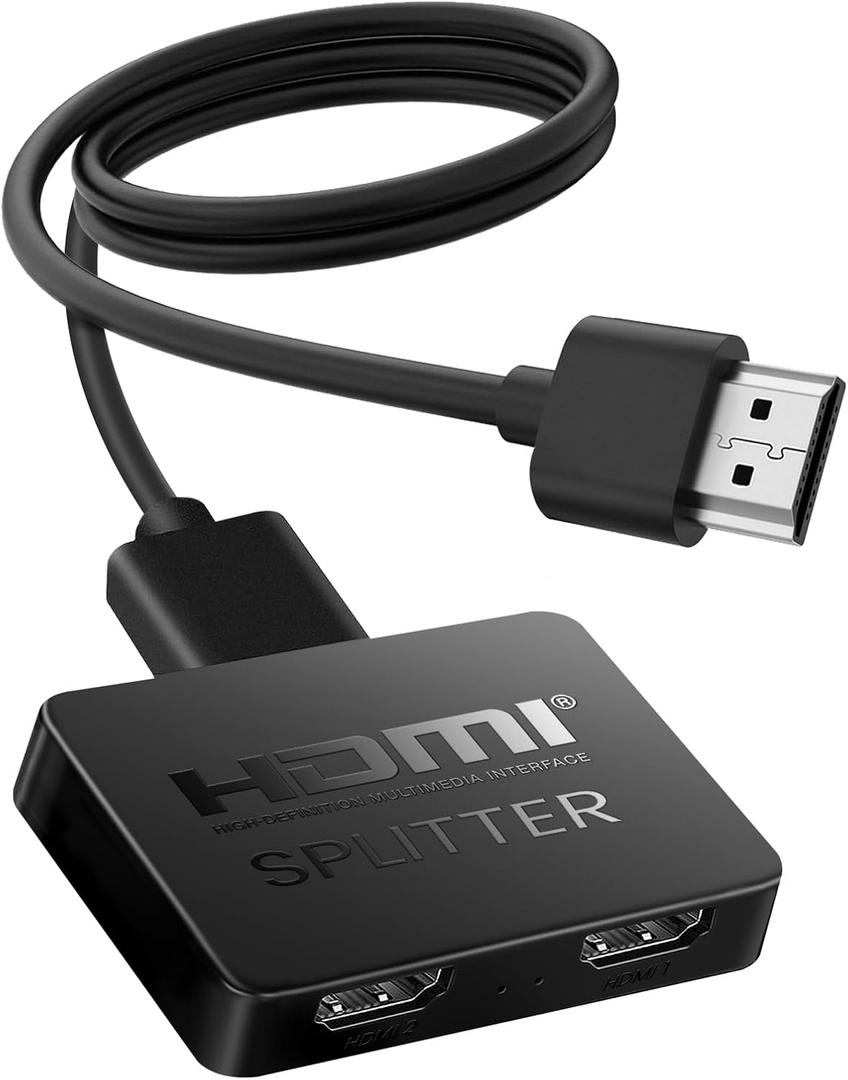 HDMI Splitter 1 in 2 Out, 4K HDMI Splitter Not for Extended Display (Mirror Only/ Copy Mode), Sends Same Content to 2 Screens(Need Power 5V 1A), Works with Laptop, TV, Monitor(Hdmi Cable Not Included)