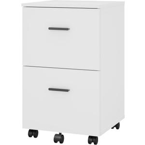 2 Drawer Mobile File Cabinet, Wood Rolling Filing Cabinet Printer Stand Under Desk Storage Organizer Fits Letter Size File Folders for Home Office (White)