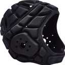 COOLOMG Soft Shell Flag Football Helmet 7v7 Rugby Helmet Scrum Cap Soccer Padded Headgear Adjustable Head Protector for Youth Kids Adults (Medium, Black)