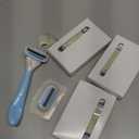 Amazon Basics 5-Blade Razor Handle for Women, Includes 12 Cartridges and Shower Hanger, 14 Piece Set, Blue