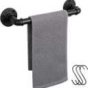 Industrial Pipe Towel Rack Towel Bar, Heavy Duty Wall Mounted Rustic Farmhouse Bath Towel Holder for Bathroom (Black, 12 inch)