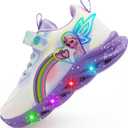 Movie Casual Shoes LED Light Up SneakersSnow Princess Shoes Baby Toddler Shoes Girl Birthday Present (9 Toddler, Purple)