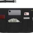 TEXVIDA 7 Pockets Server Apron with Buckle Closure & Zippered Money Pouch  Stain Resistant, Black Waitress Apron