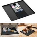 URMONA Waterproof Silicone Under Sink Mat 19'' x 19'' Shelf Liner for Kitchen and Bathroom, Cabinet and Counter Protector, Storage and Organizers, Litter Mat, Pet Cat Puppy Essentials(Black)