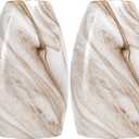 GO&SO Honey-Bronze Gradient Flow Pendant Light Shade, 7.8"H Oval Fixture, 1.57" Fitter, 2 Pack Kitchen Pendant Lighting Over Island -Hand-Blown Fluid Line Texture,for Chandelier Replacement Shades Set