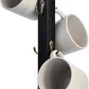 EMASON Rustic Coffee Mug Tree Stand, Solid Wood Holder for 6 Mugs, Space-Saving Kitchen Organizer, Stylish and Sturdy Cup Display Rack, Black