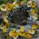 Faux Silk Cherry Blossom Flower Spring Summer Easter Wreath 24-26" for Front Door  Pink Purple Yellow Plum Blossom Green Eucalyptus Leaves  Farmhouse Front Porch Decor, Outdoor Indoor Use