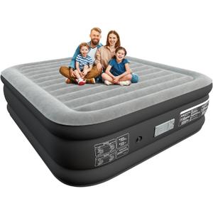 20" Queen Air Mattress with Built in Pump Upgraded Auto Stop Electric Air Pump Raised Luxurious Comfort 80"*60"*20"Queen Blow Up Mattress for Home and Guests 3 Mins Inflate/Deflate 660 lbs Max