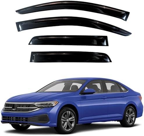 KPY Window Visor Compatible with Volkswagen (VW) Jetta 2019-2023, 4PC Rain Guard Side Window Vent Deflectors Tape-On Style, 2019 2020 2021 2022 2023