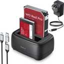 ORICO Hard Drive Docking Station with Offline Clone USB 3.2 Gen 1 to SATA Hard Drive Dock Dual Bay for 2.5&3.5 Inch SSD HDD Up to 44 TB with 12V Power Supply, Tool-Free and UASP Supported (DD28C3-C)