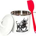 Beef Tallow Container with strainer for Fat Storage  40 floz  1.1 L  Bacon Grease Container, Strainer, & Spatula for Brisket Drippings, Lard, & Oil Grease Keeper for Kitchen - Dishwasher Safe (White)