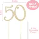 50 Cake Topper - Premium Gold Metal - 50th Birthday or Golden Anniversary Party Sparkly Rhinestone Decoration Makes a Great Centerpiece - Now Protected in a Box