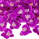 40 Pieces Orchid Petals Artificial Decorations Orchids Heads Flowers Faux Silk Phalaenopsis Butterfly Flower Heads for DIY Craft Home Wedding Party (Dark Purple)