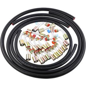 25PCS Air Conditioning Hose and Fitting Kit Includes 6ft #6#8#10 AC Hoses and #6#8#10 AC Fittings