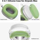 Silicone Case Cover for AirPods Max 2/1 (2026/2024/2020), Ear Pad Case Cover/Ear Cups Cover/Headband Cover for AirPods Max 2&1 (USB-C/Lightning), Accessories for Apple AirPods Max 2 Headphones, Green