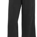 siliteelon Wide Leg Linen Pants for Women Summer Capri Palazzo Flowy Pants Casual Loose High Waist Trousers with Pockets (Black, L)