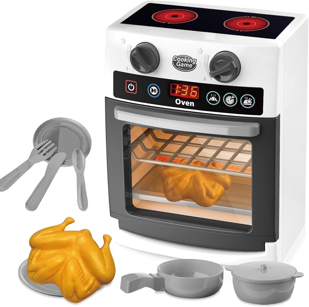 Toy Oven for Toddlers, Kitchen Play Set Accessories,Oven Realistic Pretend Play Appliance for Kids, Playset for Girls Boys Birthday Gifts