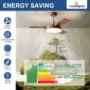Ceiling Fans with Lights and Remote: 42-Inch Ceiling Fan 3 Blades Round Low Profile Outdoor - Walnut Ceiling Fans with Remote Control Chrome Rod Quiet Reversible DC Motor for Living Room