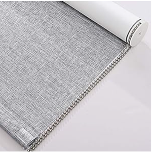 Persilux 100% Blackout Roller Shades for Windows (33''W x 72''H, Grey) Striped Jacquard Thermal Insulated Fabric UV Protection Privacy Window Shades for Patio Door, Easy to Install