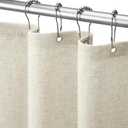 Linen Shower Curtain Flax Cream, Fabric Boho Farmhouse Shower Curtains for Bathroom Cotton Natural Cloth Liner Set 72" W x 72" L