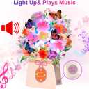Birthday Cards, Light and Music Happy Birthday Card, Lily and Butterflies, 10 Inch Life Sized Forever Flower Bouquet 3D Pop Up Birthday Gift Card for Women Wife Mom Daughter Sister
