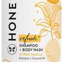 The Honest Company 2-in-1 Cleansing Shampoo Body Wash Gentle for Baby Naturally Derived, Tear-free, Hypoallergenic, Citrus Vanilla Refresh, 18 fl oz