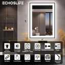 28x36 LED Bathroom Mirror for Wall -Black Aluminum Framed (Front and Backlit), Anti-Fog Vanity Mirror with Lights,Stepless Dimmable Lighted Mirror,3 Colors Smart Mirror(Horizontal/Vertical)