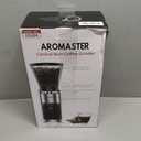 Aromaster Conical Coffee Bean Grinder with 48 Gind Settings,Burr Coffee Grinder for Home Use,Stainless Steel,40 Seconds Adjustable Timer,Anti-static,Easy to Clean with Brush,Classic Silver