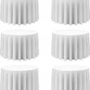 BRILLMAX Pack of 6 White Round Tablecloths 108 Inch - Circle Bulk Linen Polyester Fabric Washable Table Cloth Cover for Wedding Reception Banquet Birthday Party Buffet Restaurant