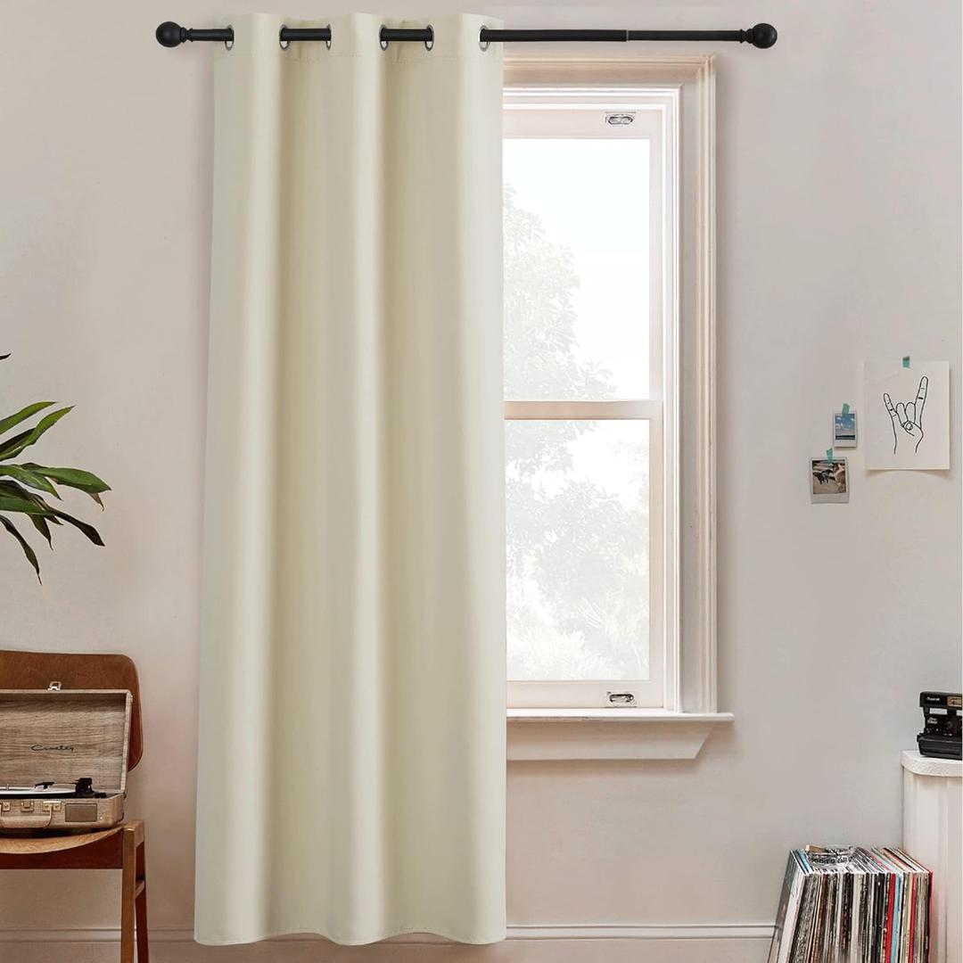 RYB HOME Blackout Curtains 96 inch Long, Portable Privacy Curtains Screen Partitions for Patio Sliding Glass Door Living Room Office Share Space, W60 x L96 inches, Light Beige, 1 Panel