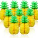 9 Pcs 14 Inch Pineapple Decorations for Tropical Flamingo Party Summer Hawaiian Luau Party Pineapple Honeycomb Tissue Centerpieces for tables Hanging Decorations Favors