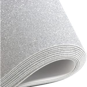 10 Sheets Glitter Paper Sheet for Crafts Easter Apirl Fool's Memorial Day Decor, A4 Cardstock Self-adhesive Paper for Christmas Construction Scrapbook DIY Card Decoration (Silver)