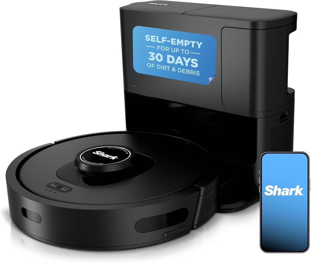 Shark AV2501AE AI Robot Vacuum with XL HEPA Self-Empty Base, Bagless, 60-Day Capacity, LIDAR Navigation, Perfect for Pet Hair, Compatible with Alexa, Wi-Fi Connected, Carpet & Hard Floor, Black