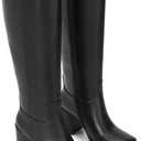 Women’s Knee High Boots –  | Ideal for Fuller Calves, Not for Extra-Wide Calves | Comfort Block Heel, Square Toe, Side Zip, Size  8
