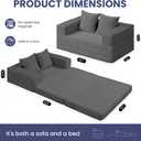 Convertible Sofa Bed, 4-in-1 Boneless Loveseat with Removable Armrests Backrest, Corduroy Futon Couch Bed with Pillow, Foldable Mattress Sleeper Sofa for Living Room Bedroom Small Place (Grey)