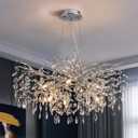 Modern Tree Branch Crystal Chandelier Luxury Silver Crystal Pendant Lighting 30" Contemporary 10-Light Chandeliers for Dining Room Kitchen Bedroom Living Room