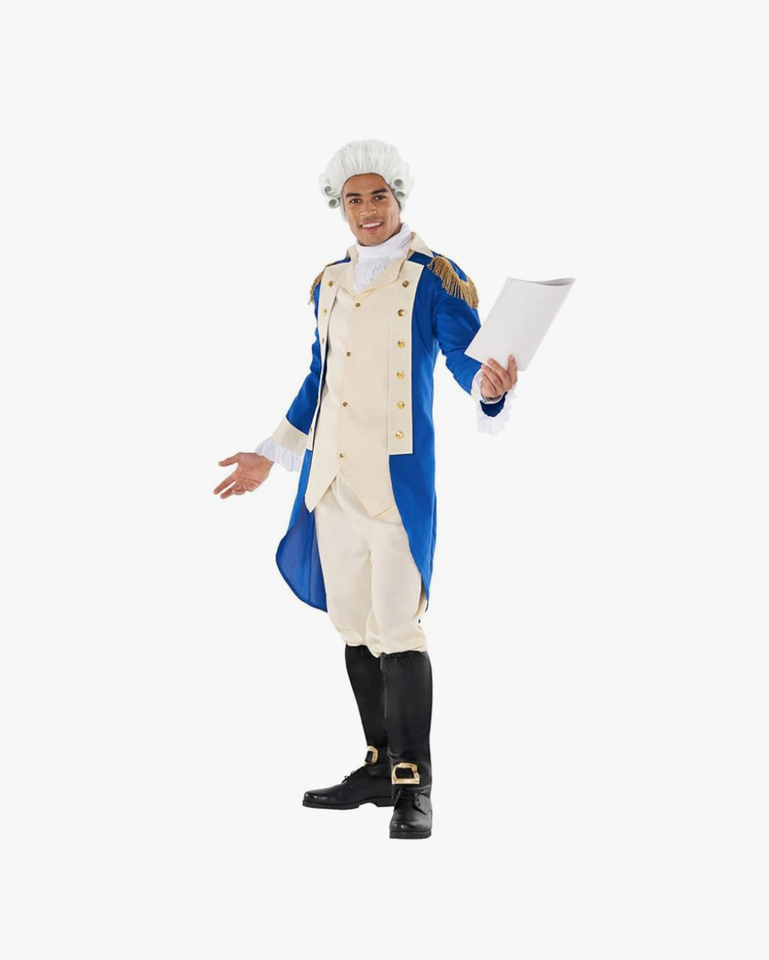 Morph George Washington Costume For Adults With Wig - Colonial Men’s Costume - Historical Dress Up Outfit , Size Large