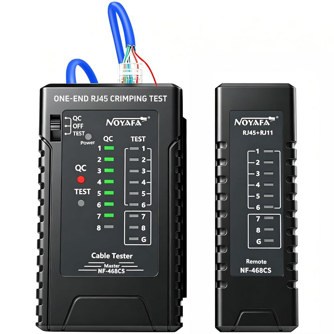 NF-468CS Network Cable Tester,RJ45/RJ11/CAT5/CAT6/CAT5E/CAT6A/ CAT7/POE Test UTP/STP Continuity Tester Ethernet Cable Mapper Phone Line CAT3, Ethernet Cable Tester, LAN Cable Test Network Tools