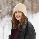 ZOORON 1&2 Unisex Thick Knitted Beanie for Men Women Cuffed Plain Hat Winter Slouchy Ski Beanies (Beige)