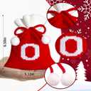 2 x Christmas Knit Drawstring Gift Bag Xmas Red and White Santa Sack with Alphabet Letter Design Reusable Wrapping Bag for Xmas Candy Goodie Party Favor 6.5 x 5.1 Inch Letter O