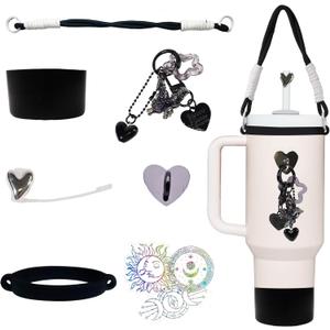 2 x Stanley Cup Accessories Set Includs Boot Handle Strap Straw Cover Chain Hanging Charms Heart Hook and Stickers Random